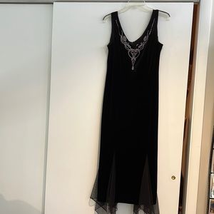 Ankle length black velvet gown Size 8